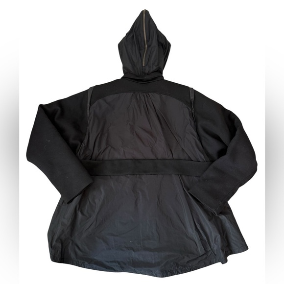 Maje Black Hooded Coat with Lambskin Leather trim, Size 36 (US 4) - Picture 5 of 5